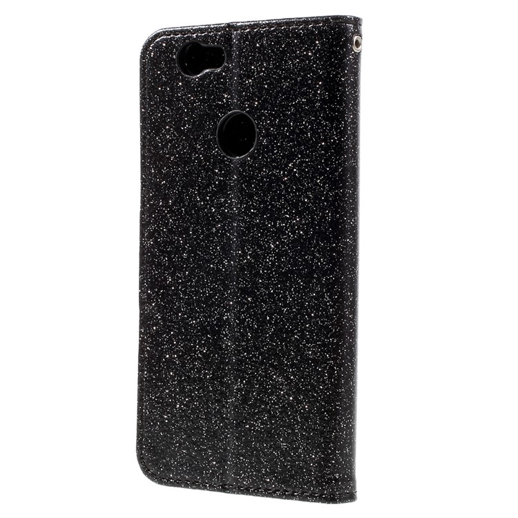 Glittery Smooth Leather Wallet Smartphone Case for Huawei Nova - Black-2