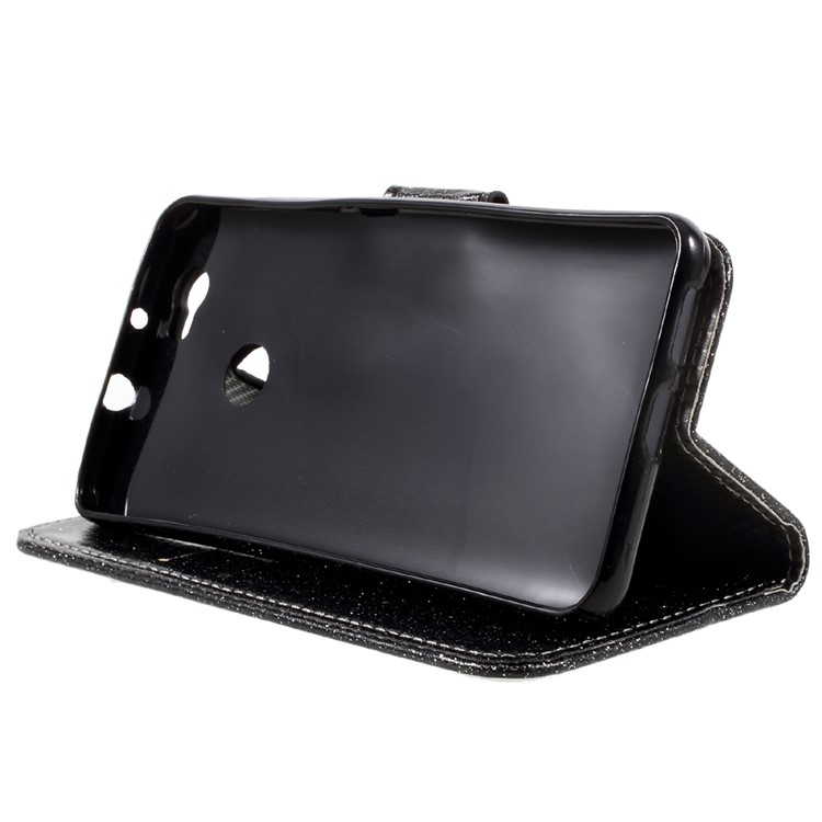 Glittery Smooth Leather Wallet Smartphone Case for Huawei Nova - Black-4