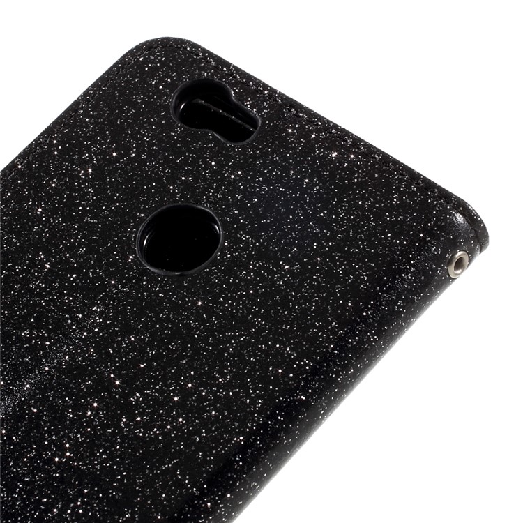 Glittery Smooth Leather Wallet Smartphone Case for Huawei Nova - Black-8