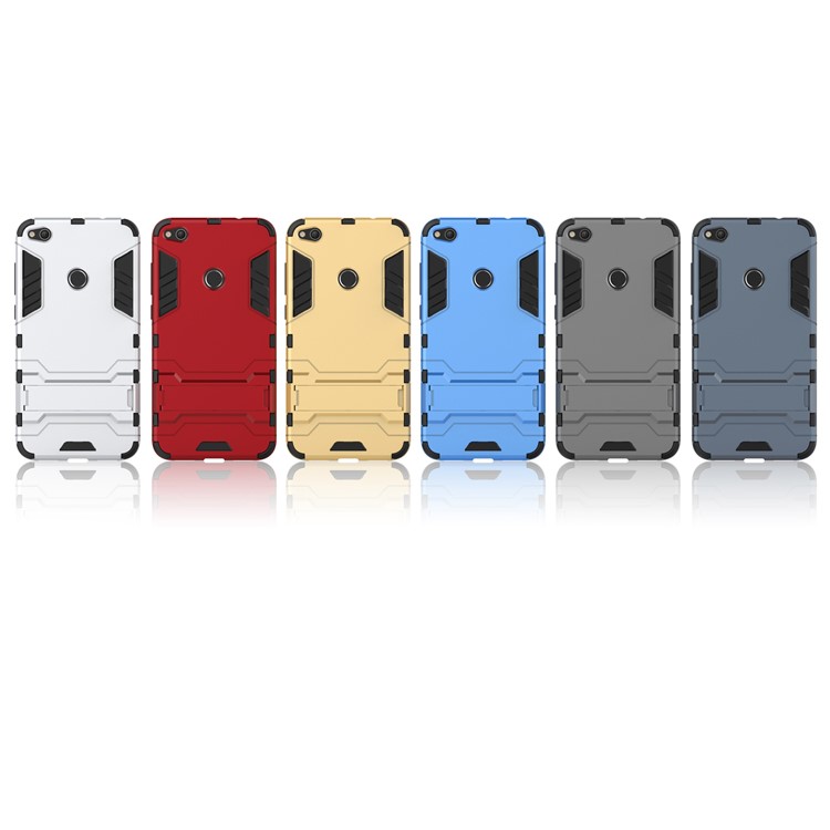 Plastic + TPU Hybrid Case with Kickstand for Huawei P8 Lite (2017)/Honor 8 Lite - Silver-3