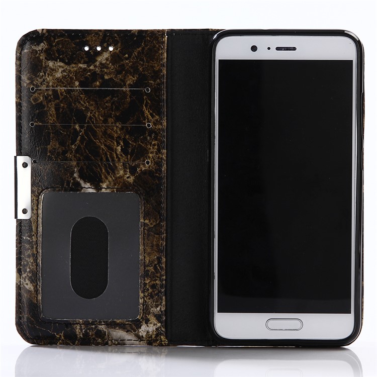 Marble Pattern Wallet Leather Phone Case Stand for Huawei P10 - Black-3