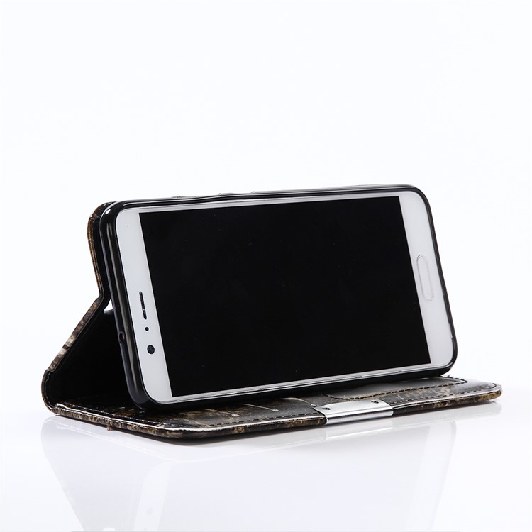 Marble Pattern Wallet Leather Phone Case Stand for Huawei P10 - Black-5