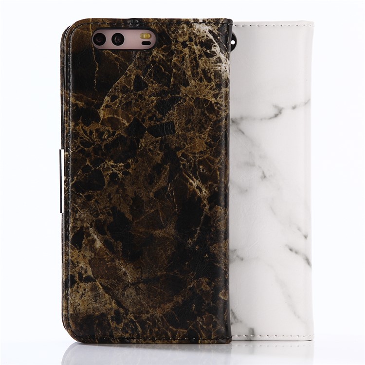 Marble Pattern Wallet Leather Phone Case Stand for Huawei P10 - Black-7