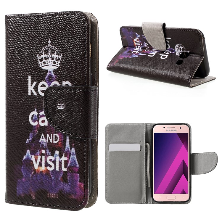 Patterned Wallet Stand Leather Cell Phone Case for Samsung A3 (2017) - Keep Calm And Visit-1