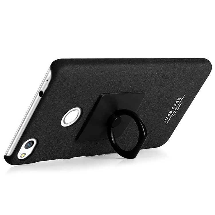 IMAK Cowboy Shell Matte PC Hard Case Cover with Ring Stand for Huawei P8 Lite (2017) / Honor 8 Lite - Black-3