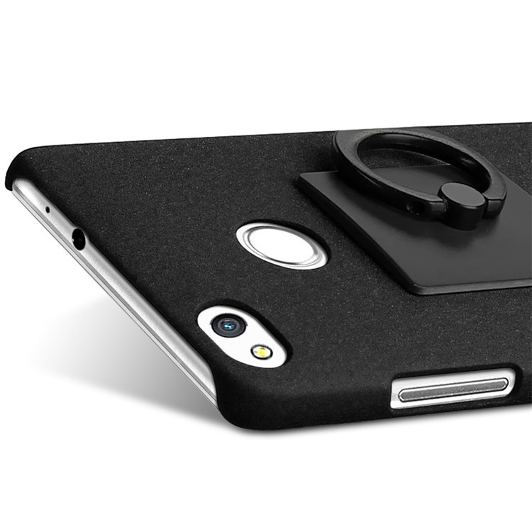 IMAK Cowboy Shell Matte PC Hard Case Cover with Ring Stand for Huawei P8 Lite (2017) / Honor 8 Lite - Black-5