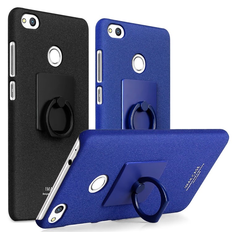 IMAK Cowboy Shell Matte PC Hard Case Cover with Ring Stand for Huawei P8 Lite (2017) / Honor 8 Lite - Black-7