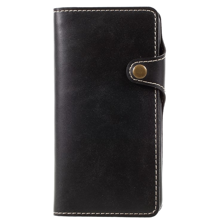 Button Closure Wallet PU Leather Case with Lanyard for Huawei P8 Lite (2017) / Honor 8 Lite - Black-3