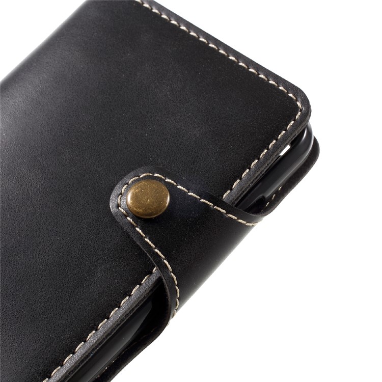 Button Closure Wallet PU Leather Case with Lanyard for Huawei P8 Lite (2017) / Honor 8 Lite - Black-8