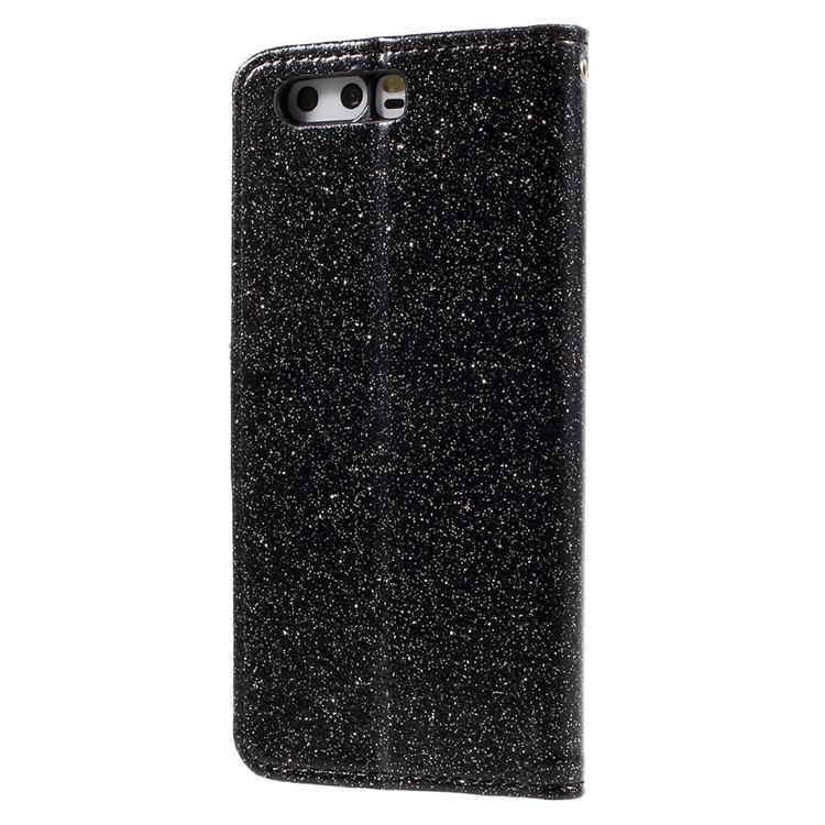 Flash Powder Leather Wallet Cell Phone Case for Huawei P10 - Black-2
