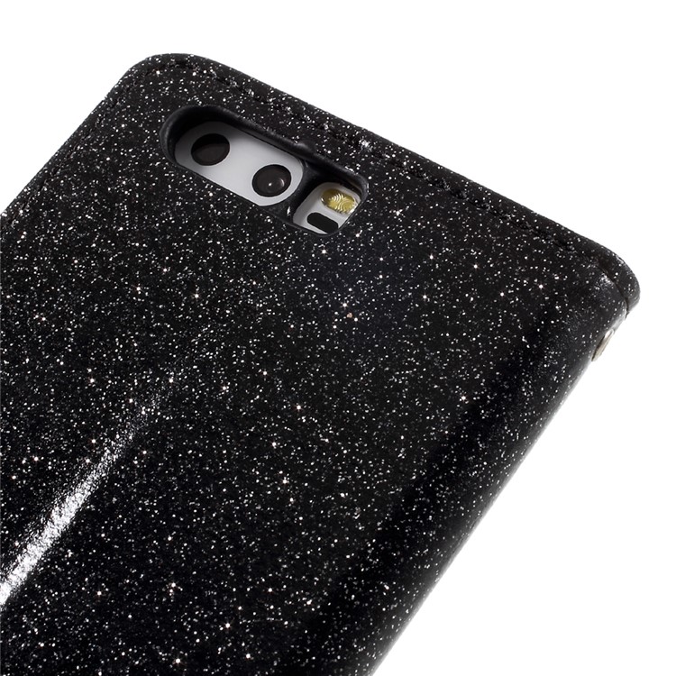 Flash Powder Leather Wallet Cell Phone Case for Huawei P10 - Black-8