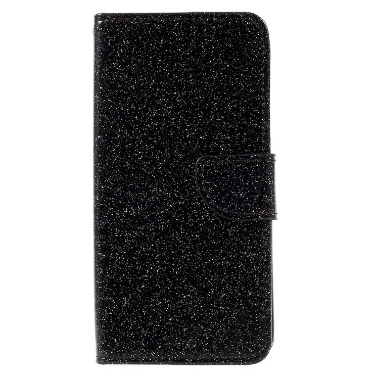 Glittery Smooth Wallet Leather Stand Flip Cell Phone Case for Huawei P10 Lite - Black-3