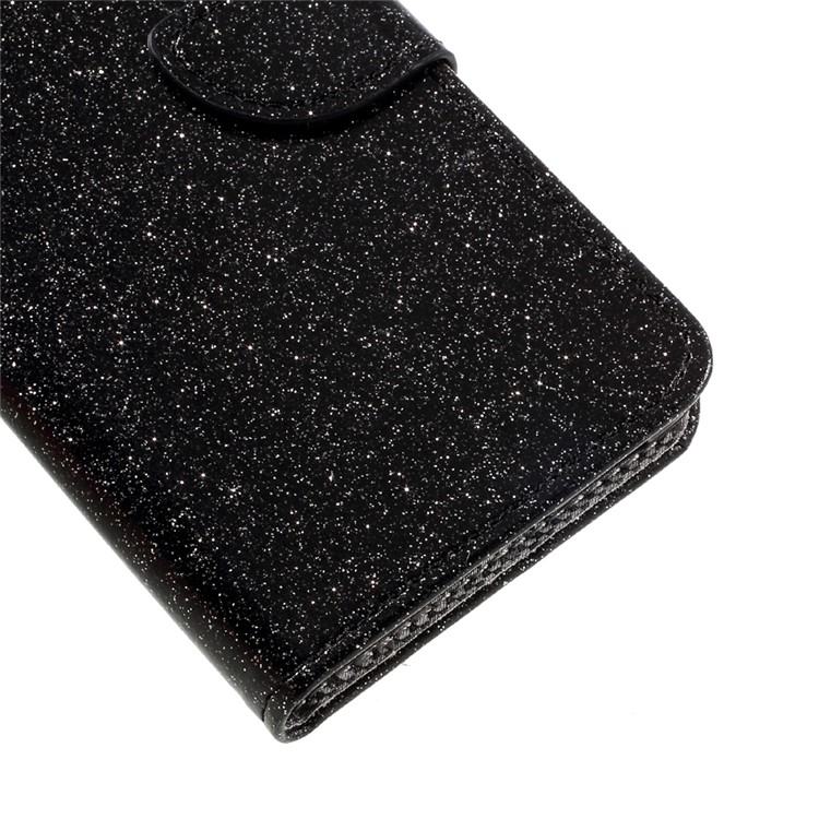 Glittery Smooth Wallet Leather Stand Flip Cell Phone Case for Huawei P10 Lite - Black-7