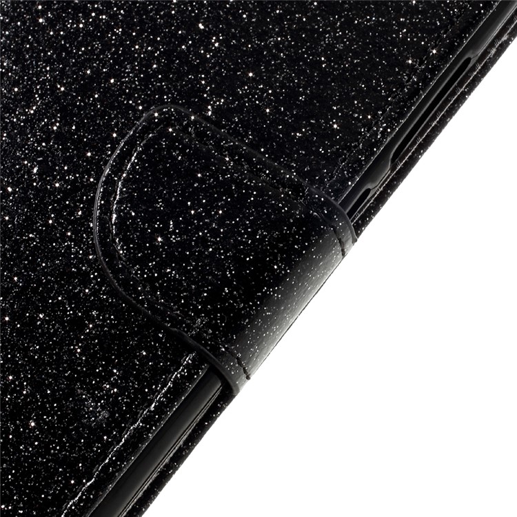 Glittery Smooth Wallet Leather Stand Flip Cell Phone Case for Huawei P10 Lite - Black-9
