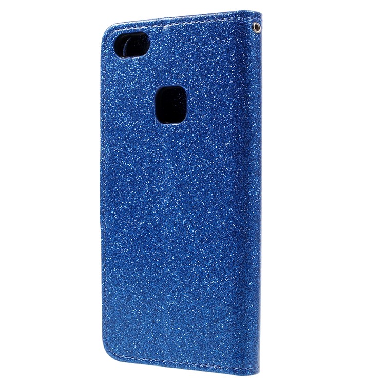 Glittery Smooth Wallet Leather Stand Flip Protective Cell Phone Cover for Huawei P10 Lite - Blue-3
