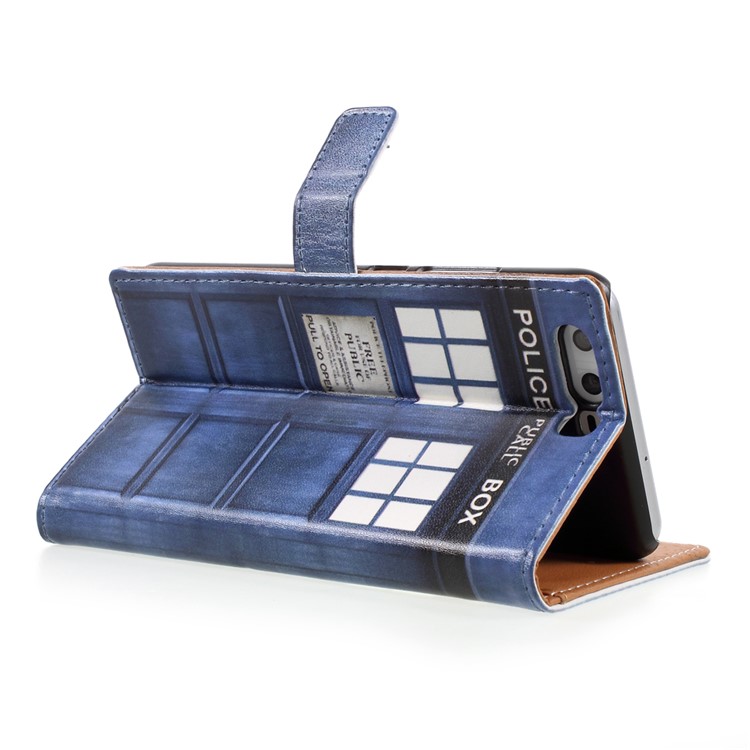 Pattern Printing Leather Wallet Smartphone Case for Huawei P10 - Police Public Call Box-5