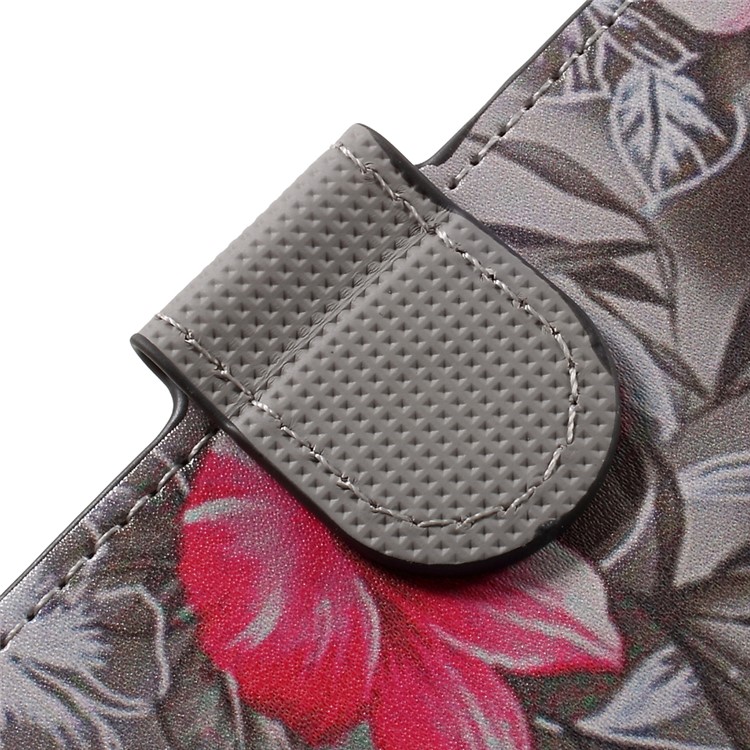 Patterned Leather Wallet Stand Mobile Phone Case for Huawei P10 Lite - Red Blooming Flowers-10