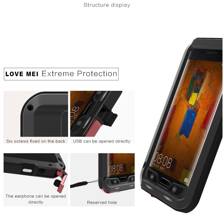 LOVE MEI Powerful Shockproof Drop-proof Dust-proof Phone Case for Huawei Mate 9 Pro/Mate 9 Porsche Design - Black-12