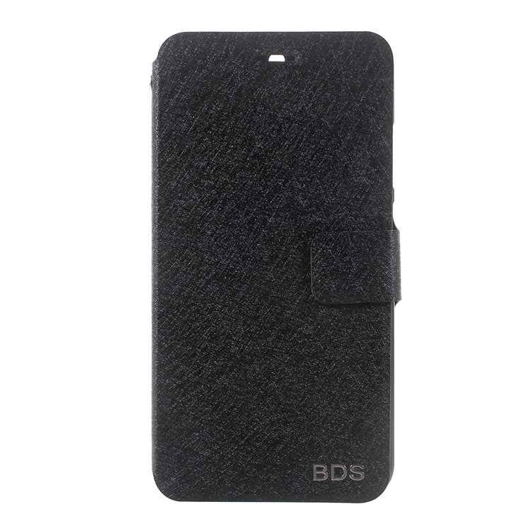 Silk Texture Leather Folio Flip Cover for Huawei Honor 8 Pro / Honor V9 - Black-2