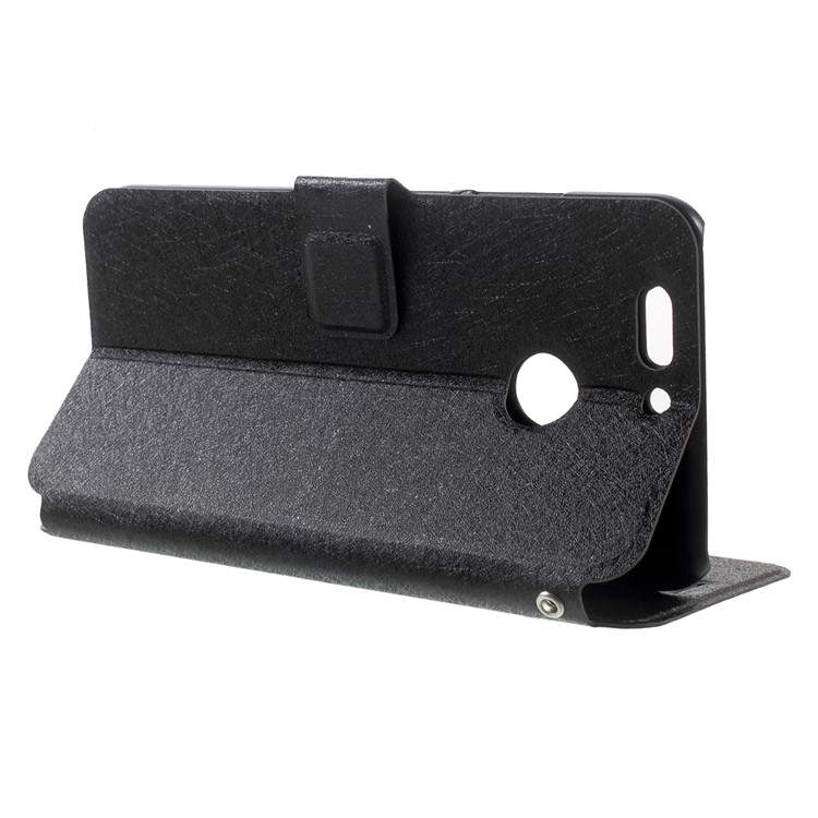 Silk Texture Leather Folio Flip Cover for Huawei Honor 8 Pro / Honor V9 - Black-4