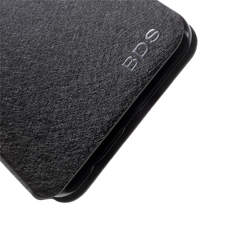 Silk Texture Leather Folio Flip Cover for Huawei Honor 8 Pro / Honor V9 - Black-8