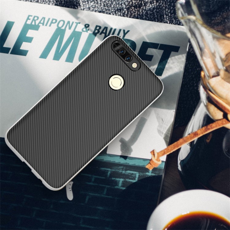 Carbon Fiber Texture PC TPU Back Case for Huawei Honor 8 Pro / Honor V9 - Silver-2