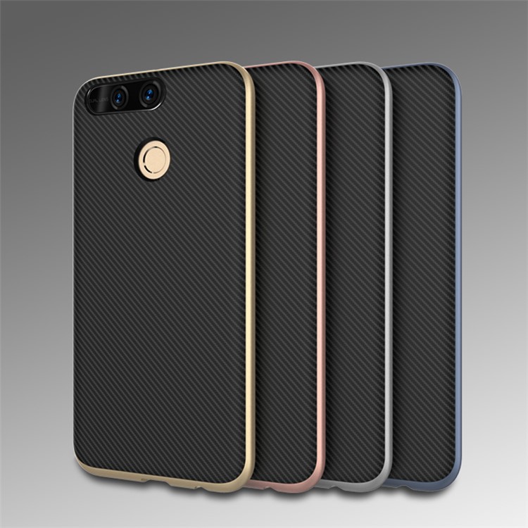 Carbon Fiber Texture PC TPU Back Case for Huawei Honor 8 Pro / Honor V9 - Silver-3