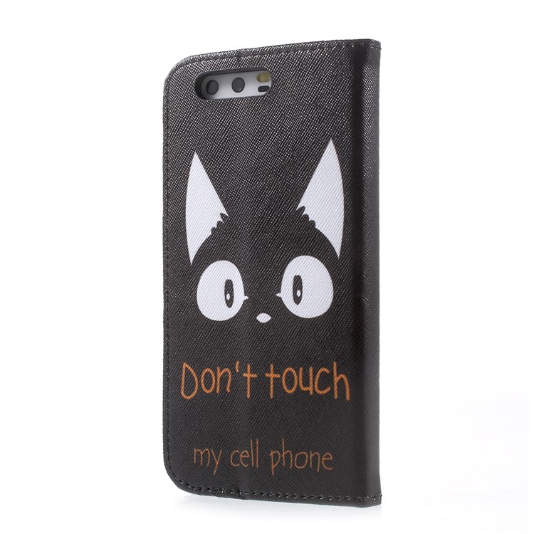 Patterned Leather Wallet Cell Phone Case for Huawei P10 - Monster and Warning-3