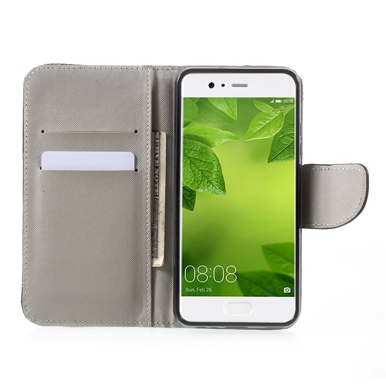 Patterned Leather Wallet Cell Phone Case for Huawei P10 - Monster and Warning-6