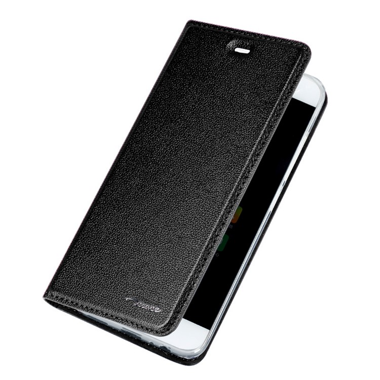 TSCASE Litchi Skin Genuine Leather Flip Stand Case for Huawei P10 - Black-1