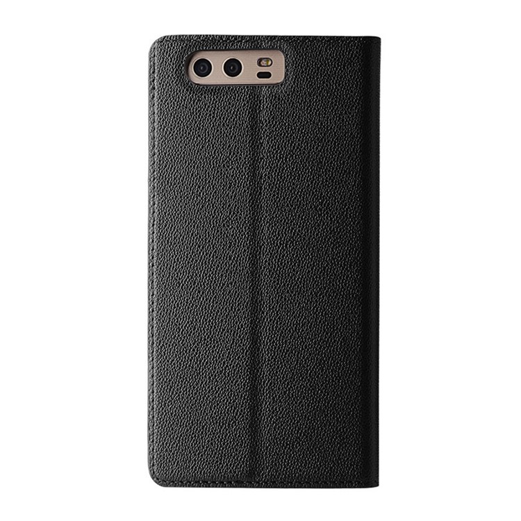 TSCASE Litchi Skin Genuine Leather Flip Stand Case for Huawei P10 - Black-2