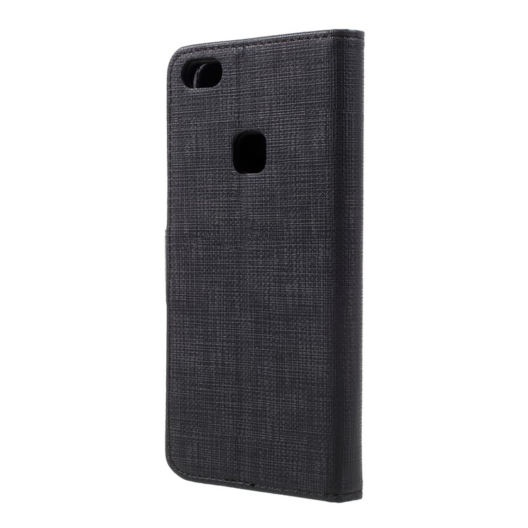 Cloth Texture Leather Wallet Stand Case for Huawei P10 Lite - Black-2
