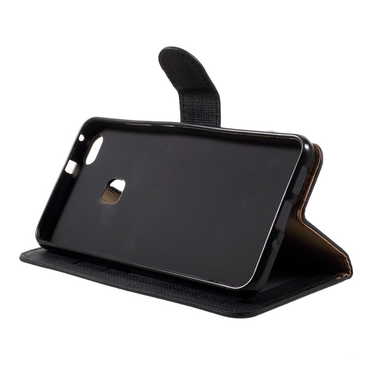 Cloth Texture Leather Wallet Stand Case for Huawei P10 Lite - Black-4