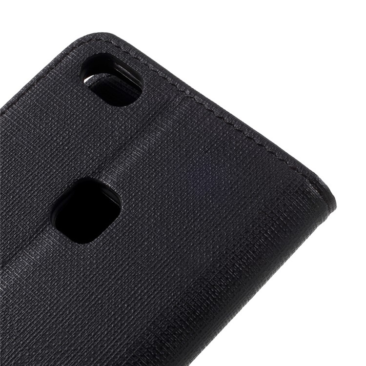 Cloth Texture Leather Wallet Stand Case for Huawei P10 Lite - Black-8