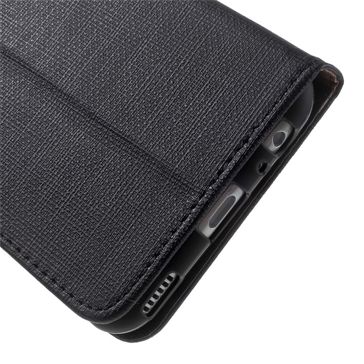 Cloth Texture Flip Stand Leather Wallet Cover for Huawei P10 - Black-10