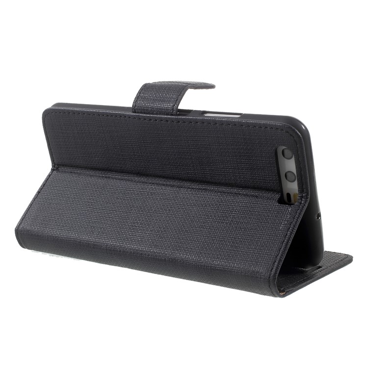 Cloth Texture Flip Stand Leather Wallet Cover for Huawei P10 - Black-5