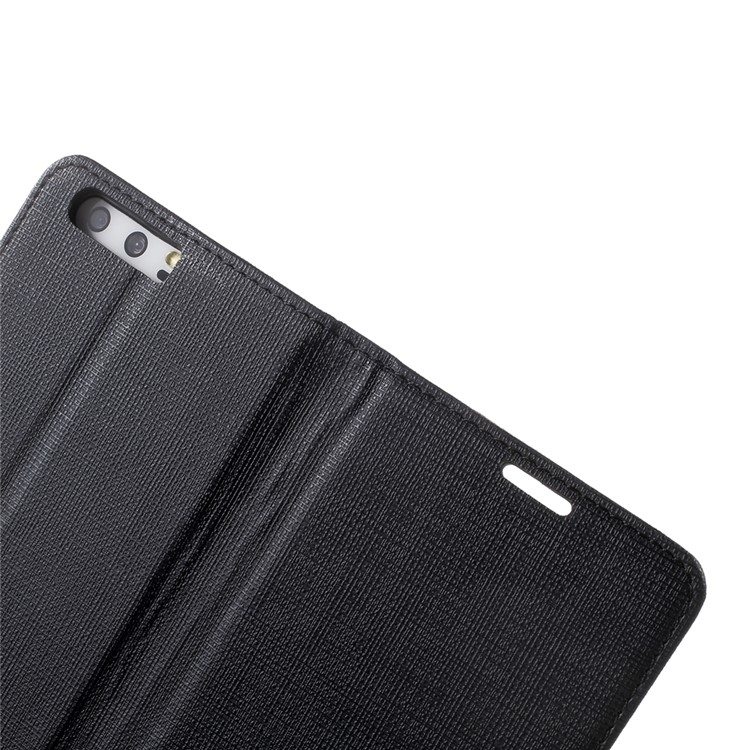 Cloth Texture Flip Stand Leather Wallet Cover for Huawei P10 - Black-8