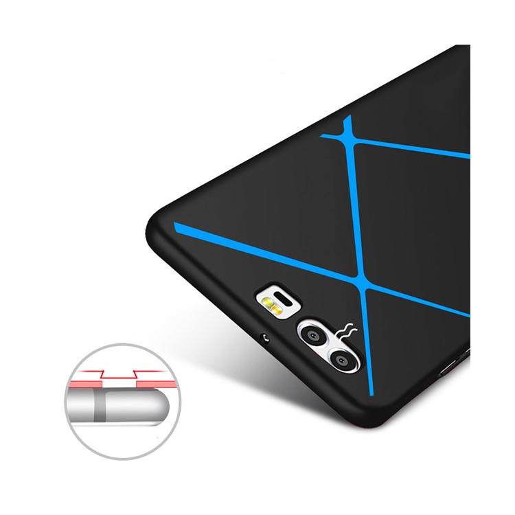 TAVT Lines Pattern Matte Wrapped PC Case for Huawei P10 - Black-6