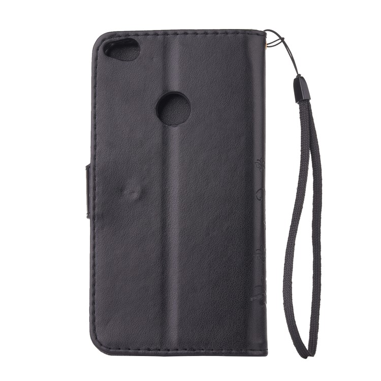Imprinted Pattern Rhinestone Flip Leather Wallet Case for Huawei P8 Lite (2017) / Honor 8 Lite - Black-2