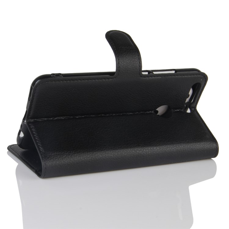 Litchi Grain Card Holder Wallet Leather Case for Huawei Honor 8 Pro / Honor V9 - Black-5