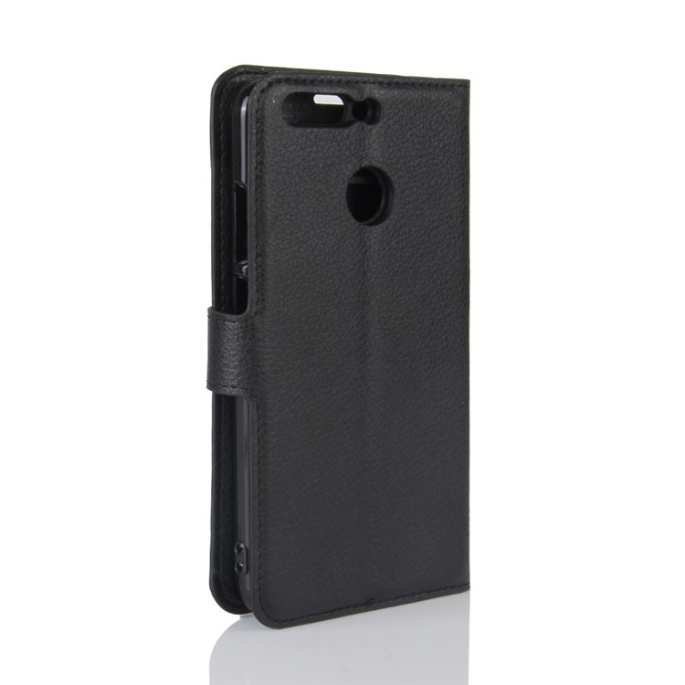 Litchi Grain Card Holder Wallet Leather Case for Huawei Honor 8 Pro / Honor V9 - Black-6