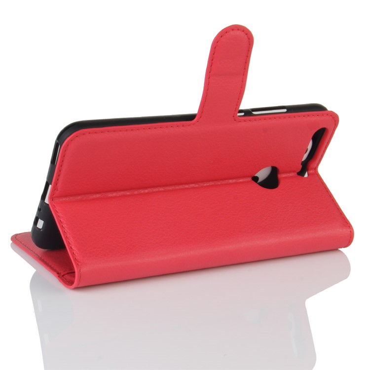 Litchi Grain PU Leather Wallet Phone Case for Huawei Honor 8 Pro / Honor V9 - Red-5