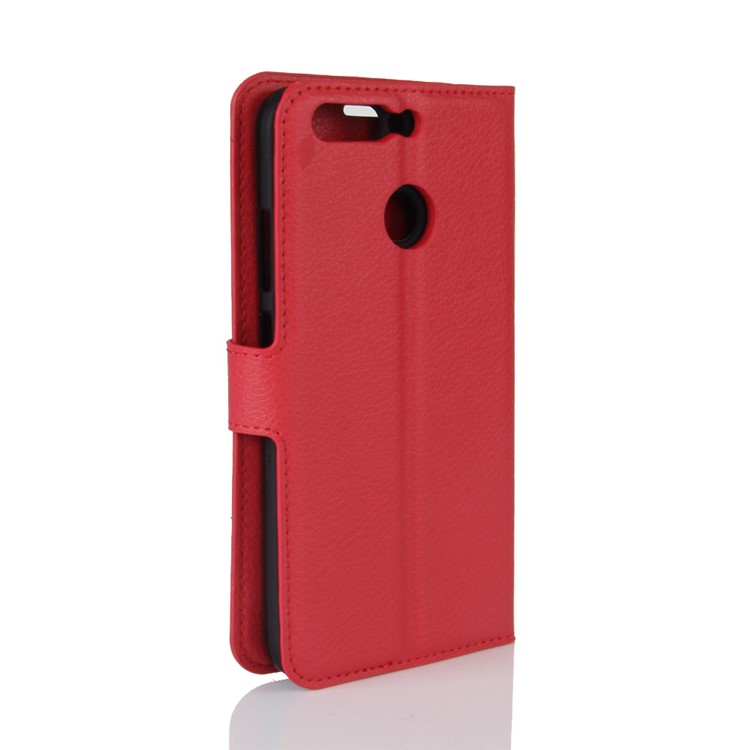 Litchi Grain PU Leather Wallet Phone Case for Huawei Honor 8 Pro / Honor V9 - Red-6