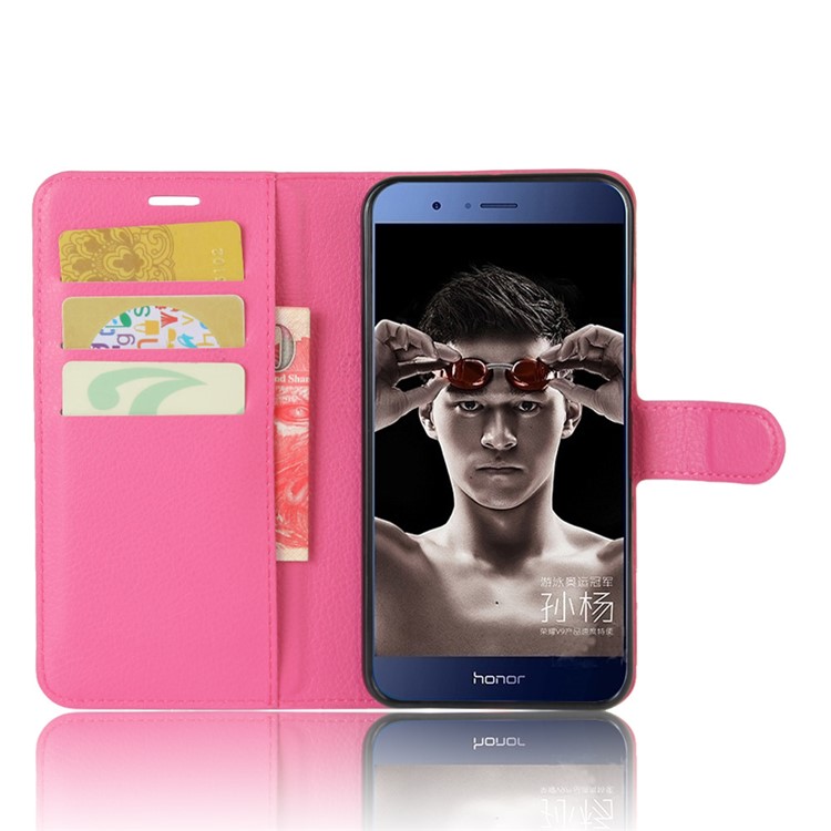 For Huawei Honor 8 Pro / Honor V9 Wallet Stand Leather Case Litchi Grain - Rose-4