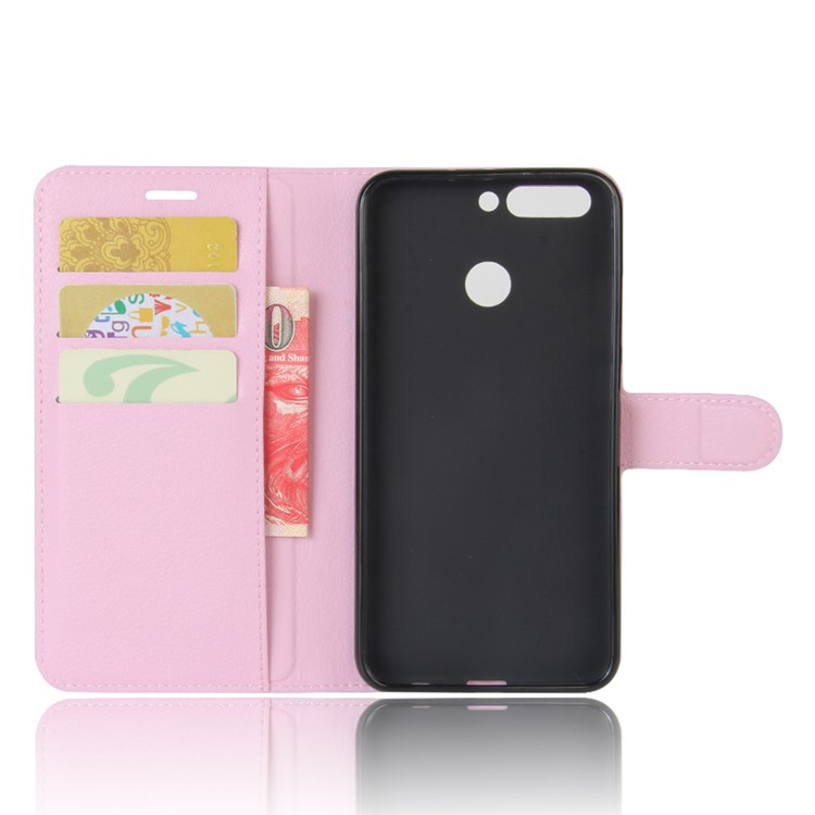 Litchi Grain Wallet Leather Mobile Shell for Huawei Honor 8 Pro / Honor V9 - Pink-3