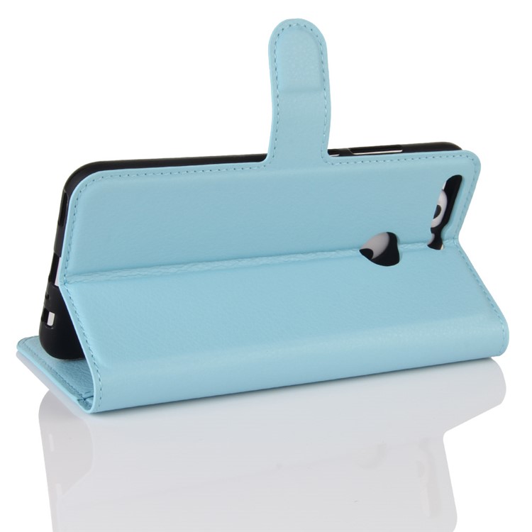 Litchi Grain Wallet Leather Protector Case Stand for Huawei Honor 8 Pro / Honor V9 - Blue-5