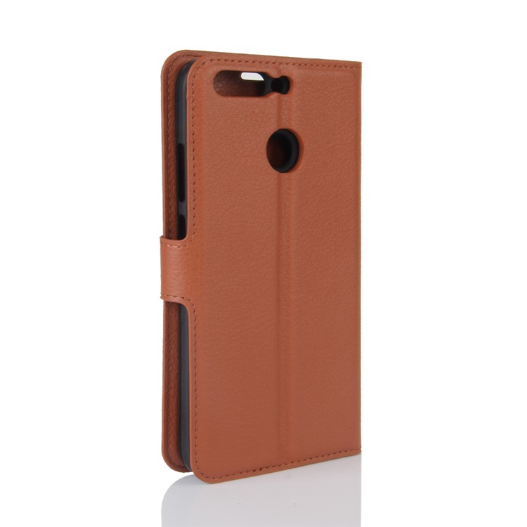 Litchi Grain PU Leather Wallet Cover Case for Huawei Honor 8 Pro / Honor V9 - Brown-6