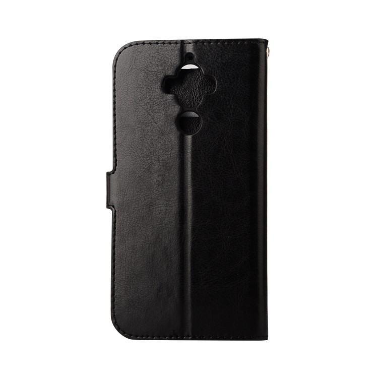 For Huawei Mate 9 Crazy Horse Leather Wallet Protective Case with Strap - Black-2