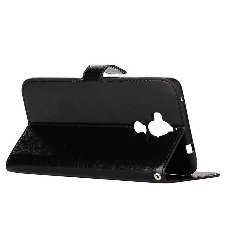 For Huawei Mate 9 Crazy Horse Leather Wallet Protective Case with Strap - Black-4