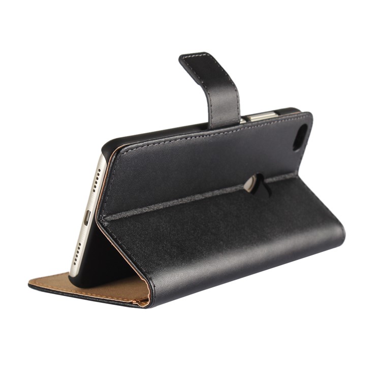 Genuine Split Leather Wallet Stand Case for Huawei P8 Lite (2017) / Honor 8 Lit - Black-3